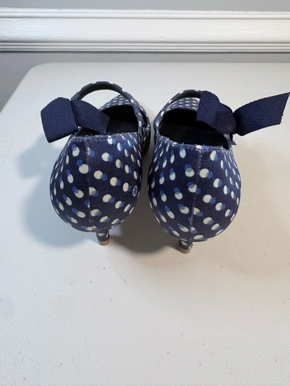 Tory Burch Navy Polka Dot Bow Mary Jane Pumps